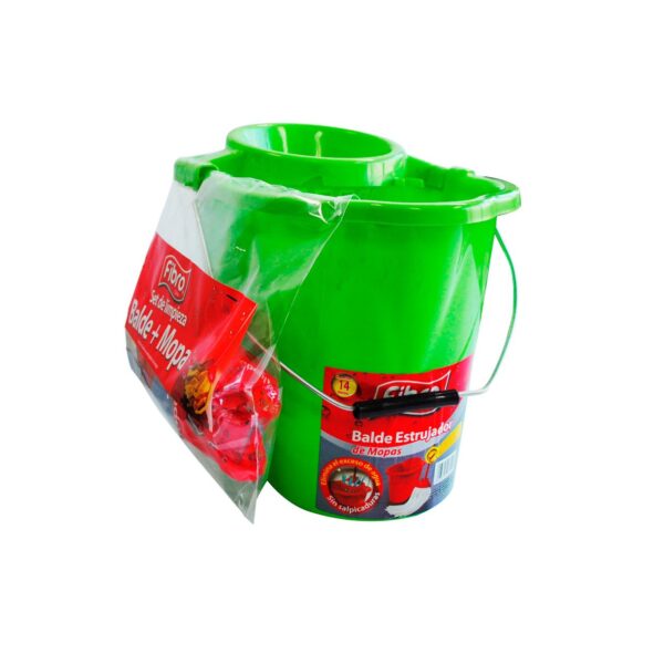 Balde Fibro con Escurridor + Mopa + Mango 14 L