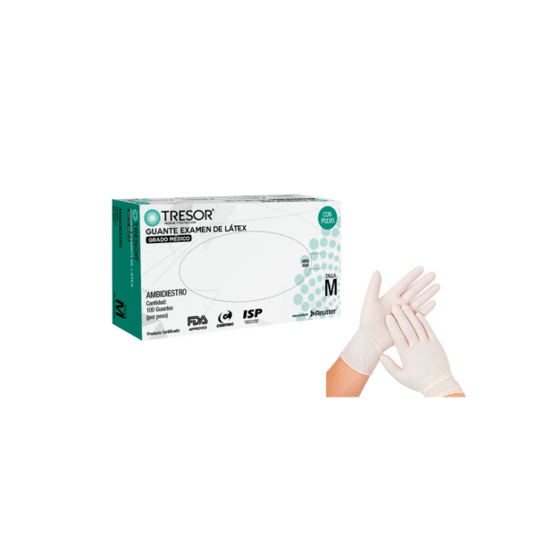 Guantes de Látex Tresor Examinación con Polvo Talla M (100 unidades)